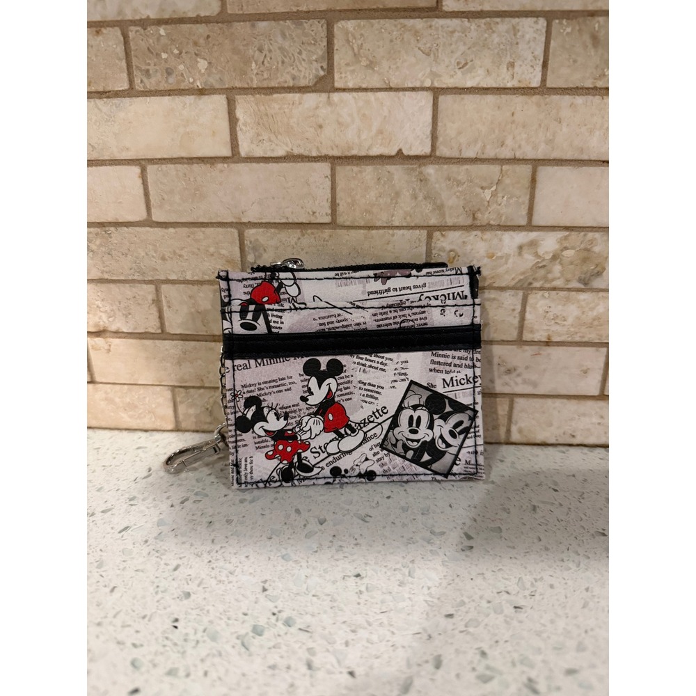 Disney Parks Mickey Mouse Card Holder Newspaper Print Wallet